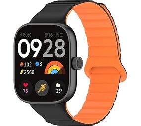 Strap-it Bracelet magnétique silicone Xiaomi Smart Band 8 Pro (noir/orange)