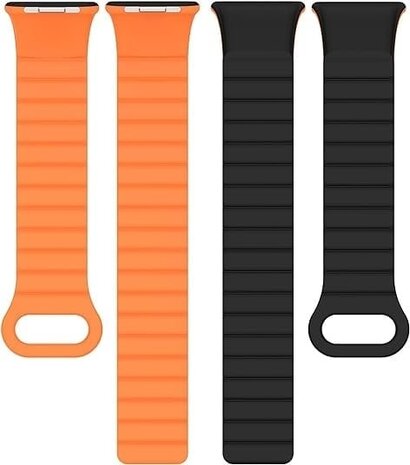 Strap-it Strap-it Bracelet magnétique silicone Xiaomi Smart Band 8 Pro (noir/orange)