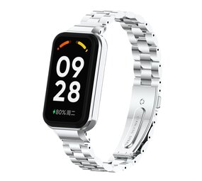 Strap-it Bracelet acier Xiaomi Smart Band 8 Active (argent)