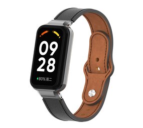 Strap-it Bracelet cuir Xiaomi Smart Band 8 Active (noir)