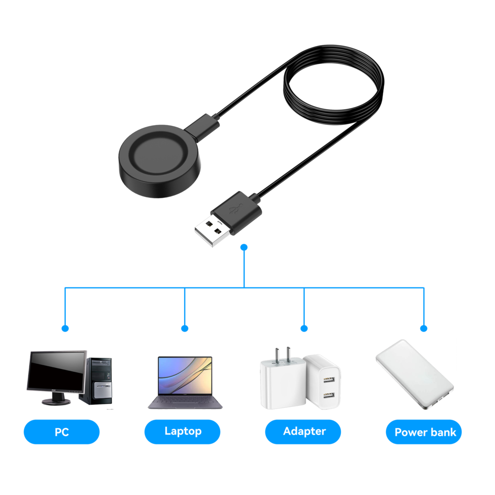 Bandz Bandz Chargeur USB-A Huawei Watch GT 2 Pro / GT 3 / GT 4 / Watch 3 (Pro) (noir) - 100cm