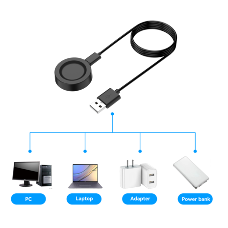 Bandz Bandz Chargeur USB-A Huawei Watch GT 2 Pro / GT 3 / GT 4 / Watch 3 (Pro) (noir) - 100cm