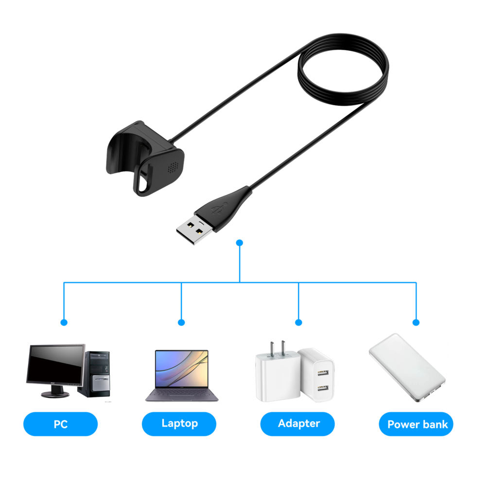 Bandz Bandz Chargeur USB-A Fitbit Charge 3 USB-A (noir) -100cm