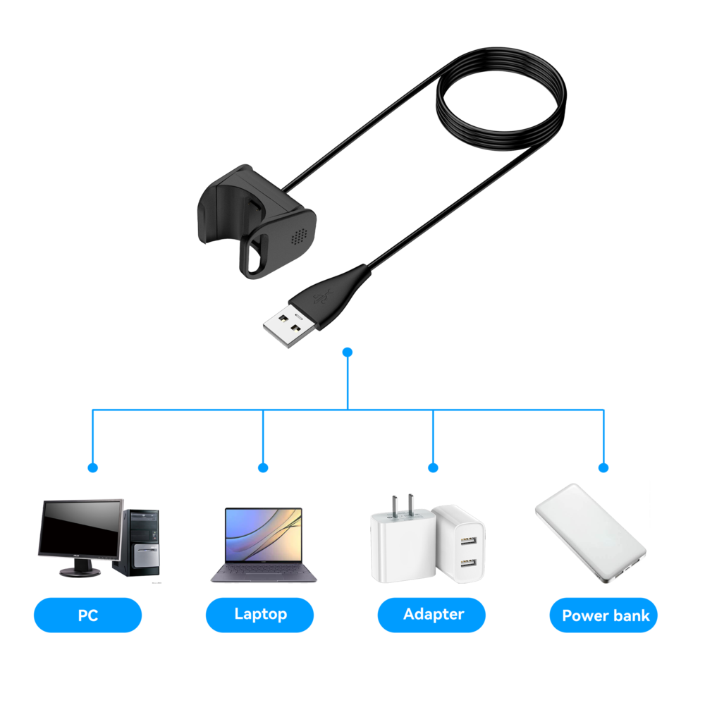 Bandz Bandz Chargeur USB-A Fitbit Charge 4 USB-A (noir) -100cm
