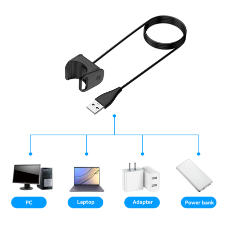 Bandz Bandz Chargeur USB-A Fitbit Charge 4 USB-A (noir) -100cm