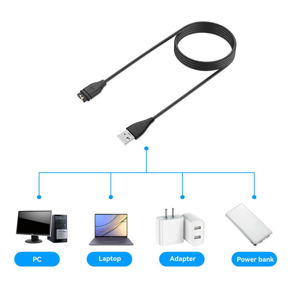 Bandz Bandz Chargeur Garmin USB-A (noir) - 100cm