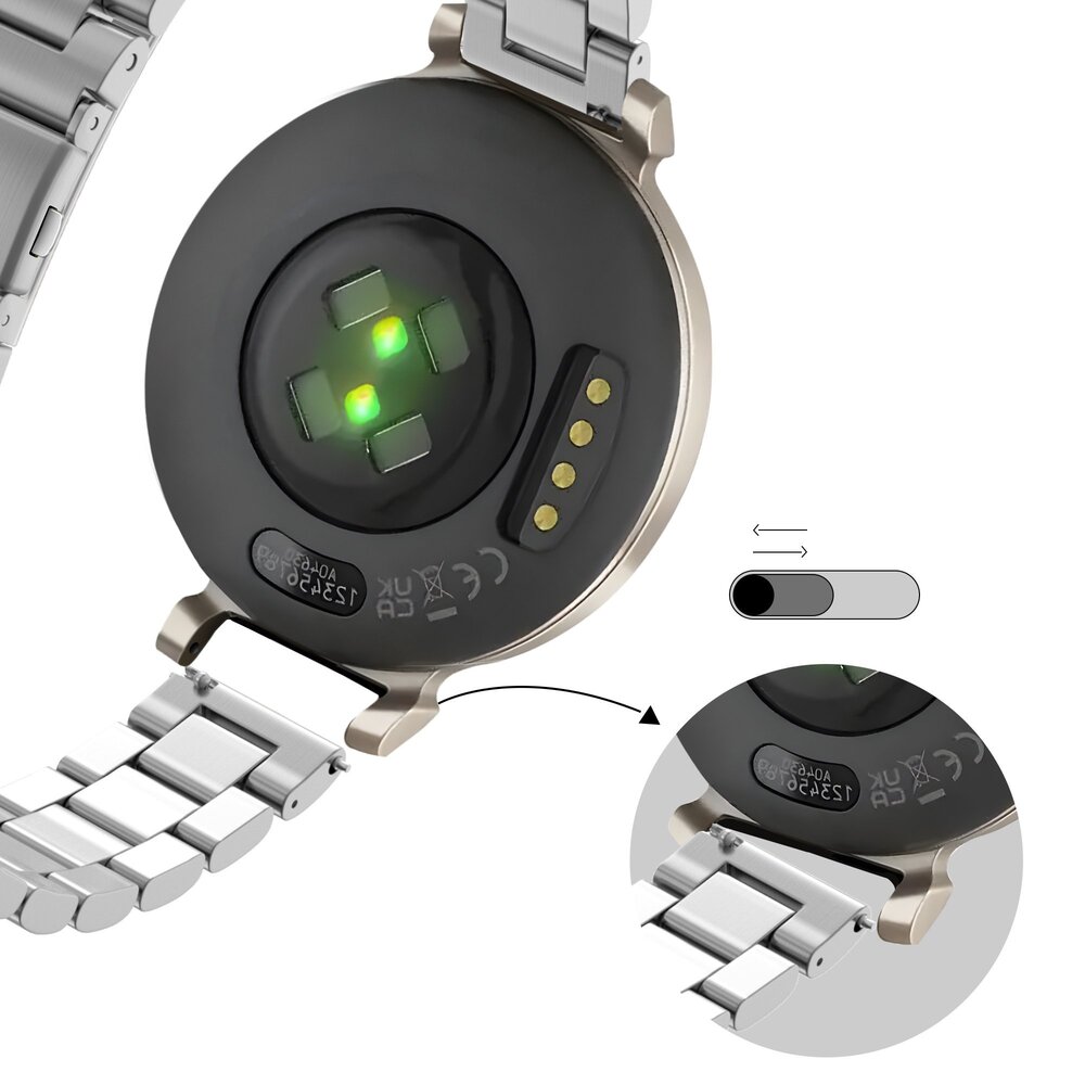 Bandz Bandz Bracelet acier 'Classic' Garmin Lily 2 (argent)