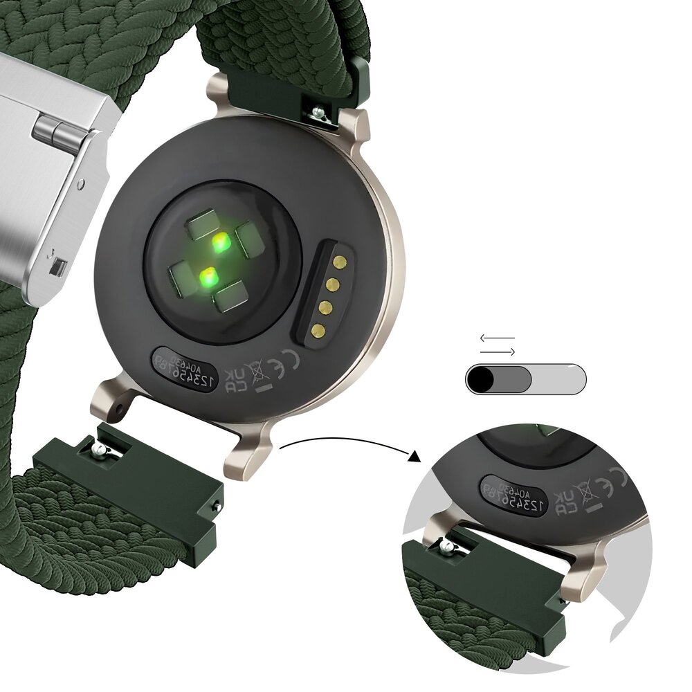 Bandz Bandz Bracelet nylon tressé Garmin Lily 2 (vert)