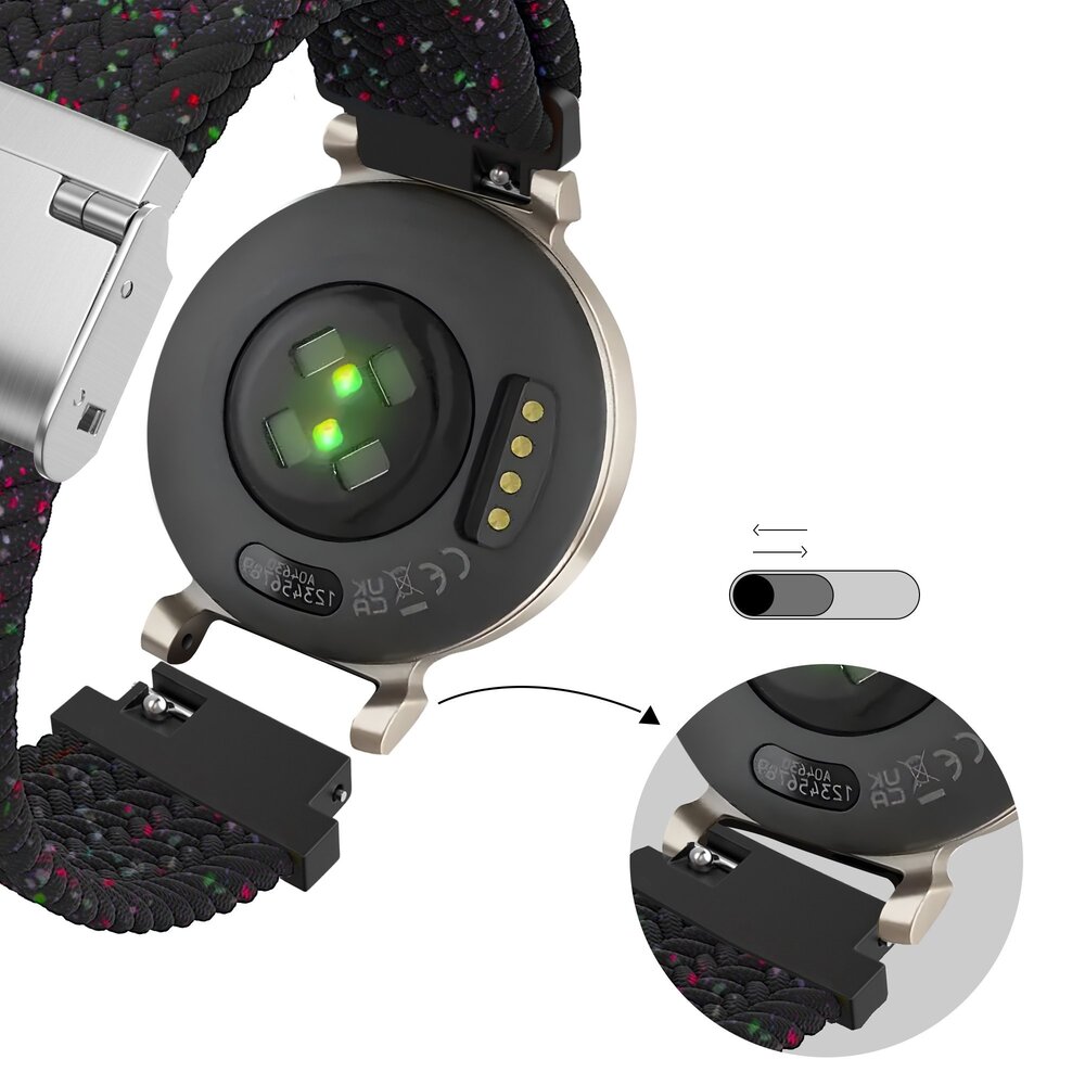 Bandz Bandz Bracelet nylon tressé Garmin Lily 2 (noir melange)