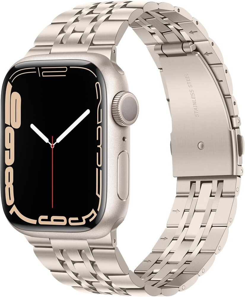 Strap-it Strap-it Bracelet luxe á maillons acier Apple Watch (lumière stellaire)