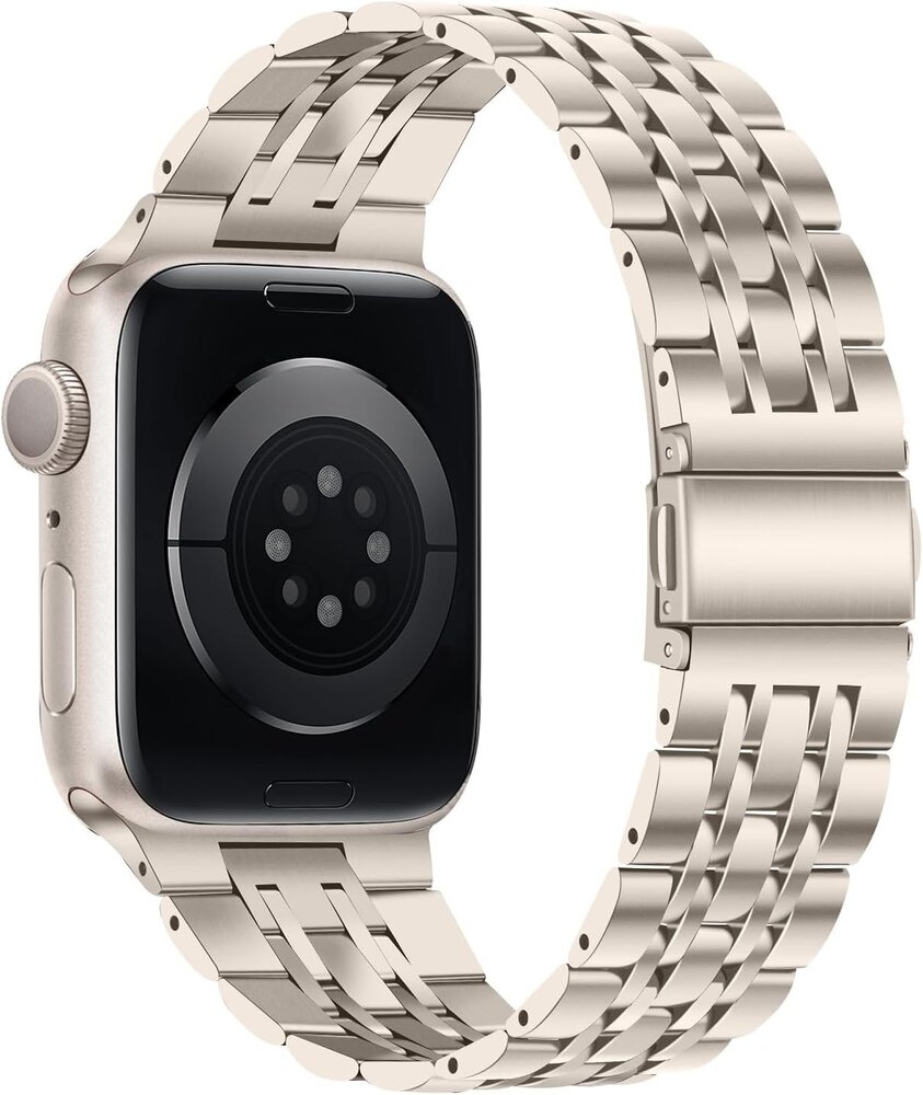 Strap-it Strap-it Bracelet luxe á maillons acier Apple Watch (lumière stellaire)