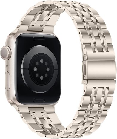 Strap-it Strap-it Bracelet luxe á maillons acier Apple Watch (lumière stellaire)
