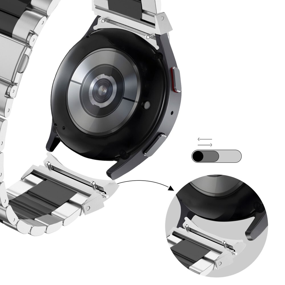 Bandz Bandz Bracelet acier 'Classic' Samsung Galaxy Watch 6 Classic 47mm (argent/noir) Bandz Bandz Bracelet acier 'Classic' Samsung Galaxy Watch 6 Classic 47mm (argent/noir)