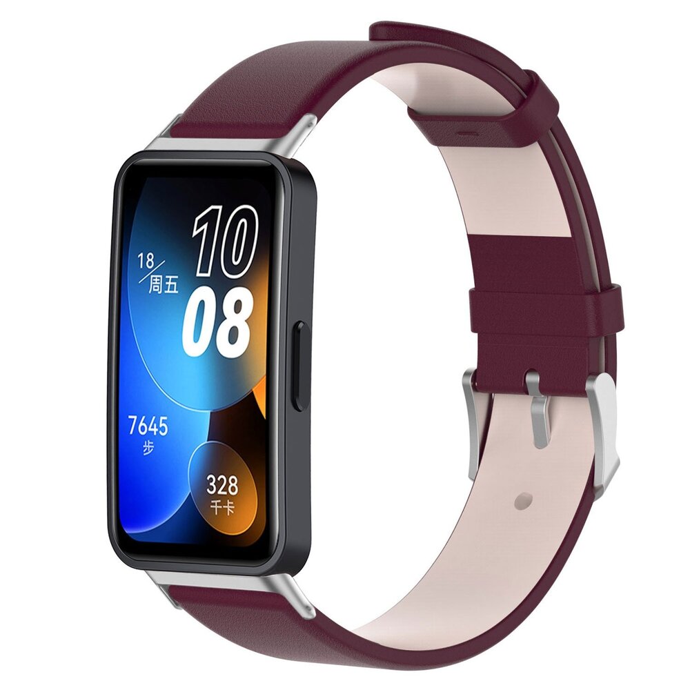 Strap-it Strap-it Bracelet cuir Huawei Band 9 (vin rouge)