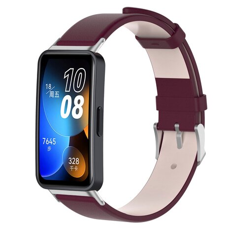 Strap-it Strap-it Bracelet cuir Huawei Band 9 (vin rouge)