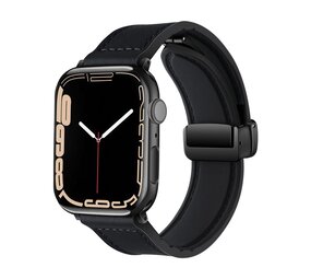 Strap-it Bracelet cuir avec D-Buckle Apple Watch (noir)