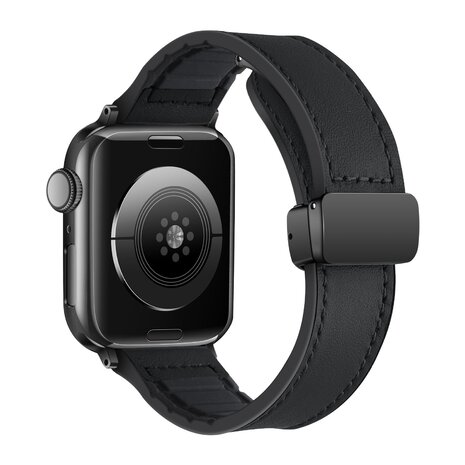 Strap-it Strap It Bracelet cuir avec D-Buckle Apple Watch (noir)