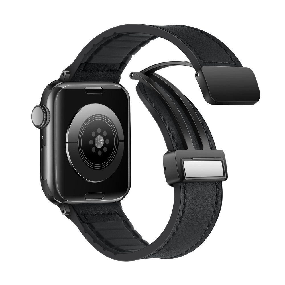 Strap-it Strap It Bracelet cuir avec D-Buckle Apple Watch (noir)