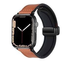 Strap-it Bracelet cuir avec D-Buckle Apple Watch (brun)