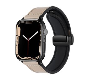 Strap-it Bracelet cuir avec D-Buckle Apple Watch (beige clair)