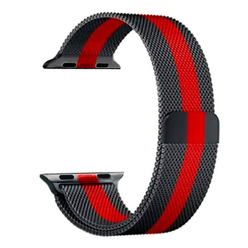 Strap-it Strap-it Bracelet Milanais Apple Watch (noir/rouge)