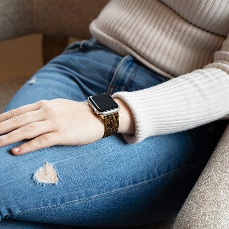 Strap-it Strap-it Bracelet Milanais Apple Watch (imprimé léopard)