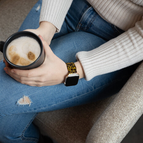 Strap-it Strap-it Bracelet Milanais Apple Watch (imprimé léopard)