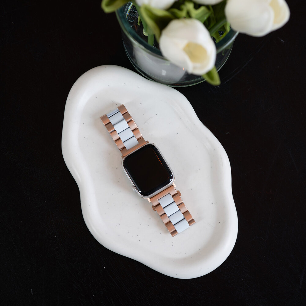 Strap-it Strap-it Bracelet acier Apple Watch (or rose/blanc) Strap-it Strap-it Bracelet acier Apple Watch (or rose/blanc)