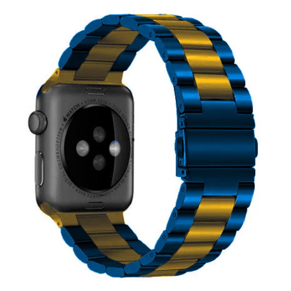Strap-it Strap-it Bracelet acier Apple Watch (bleu/or)
