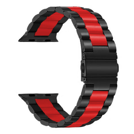 Strap-it Strap-it Bracelet acier Apple Watch (noir/rouge) Strap-it Strap-it Bracelet acier Apple Watch (noir/rouge)