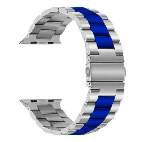 Strap-it Strap-it Bracelet acier Apple Watch (argent/bleu)