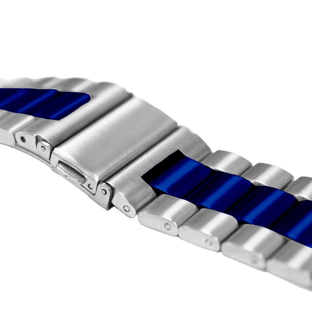 Strap-it Strap-it Bracelet acier Apple Watch (argent/bleu)