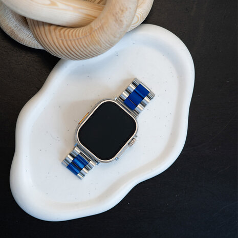 Strap-it Strap-it Bracelet acier Apple Watch (argent/bleu)