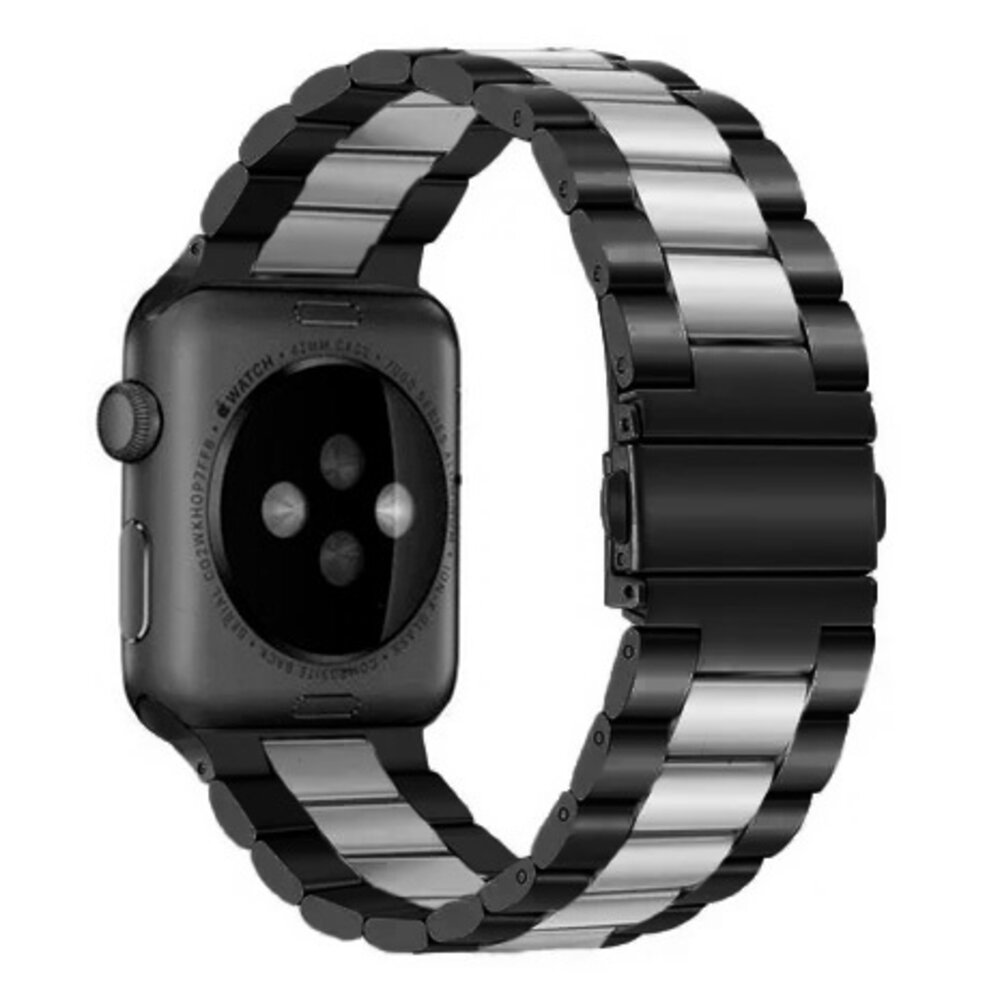 Strap-it Strap-it Bracelet acier Apple Watch (noir/argent) Strap-it Strap-it Bracelet acier Apple Watch (noir/argent)