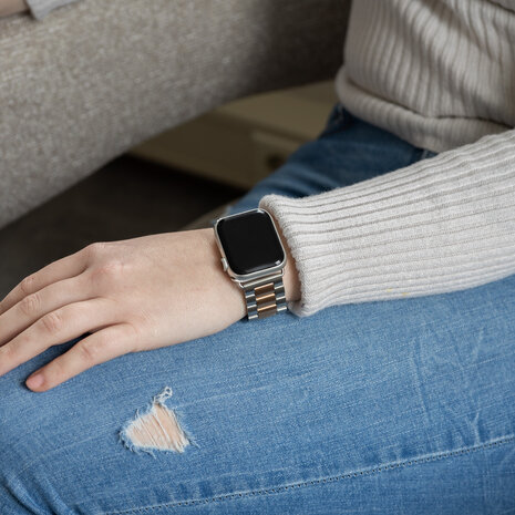 Strap-it Strap-it Bracelet acier Apple Watch (argent/or rose)