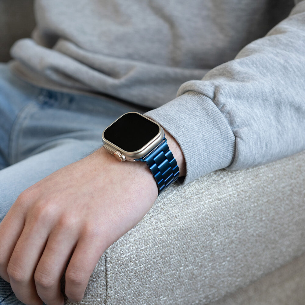 Strap-it Strap-it Bracelet acier Apple Watch (bleu))