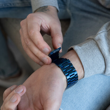 Strap-it Strap-it Bracelet acier Apple Watch (bleu))