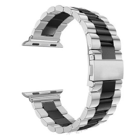 Strap-it Strap-it Bracelet acier Apple Watch (argent/noir)