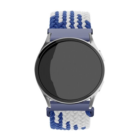 Strap-it Strap-it Bracelet tissée réglable Samsung Galaxy Watch 4 44mm (bleu/blanc)
