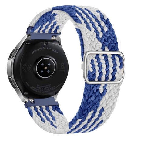 Strap-it Strap-it Bracelet tissée réglable Samsung Galaxy Watch 4 Classic 46mm (bleu/blanc)