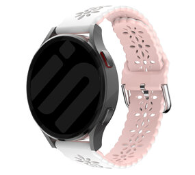 Strap-it Bracelet silicone avec motif Samsung Galaxy Watch 42mm (blanc/rose)