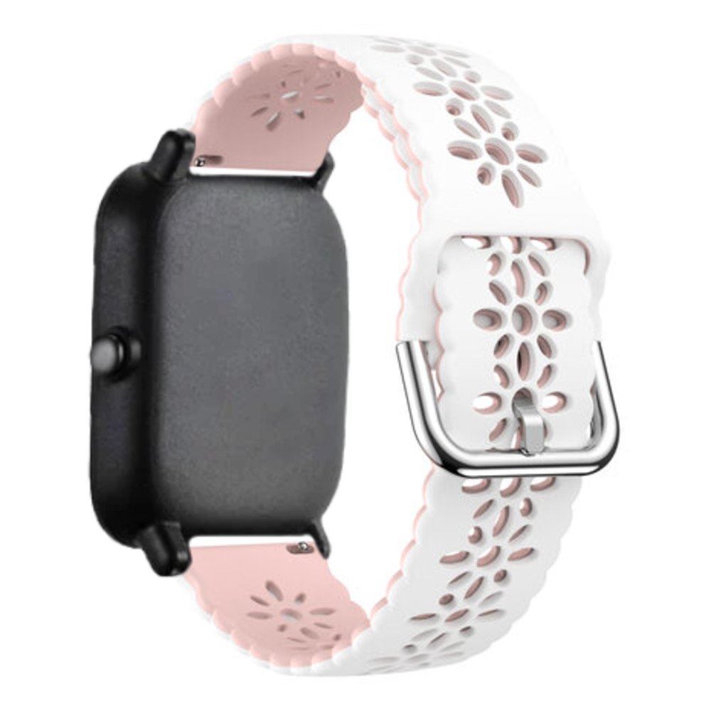 Strap-it Strap-it Bracelet silicone avec motif Xiaomi Amazfit Bip (blanc/rose)