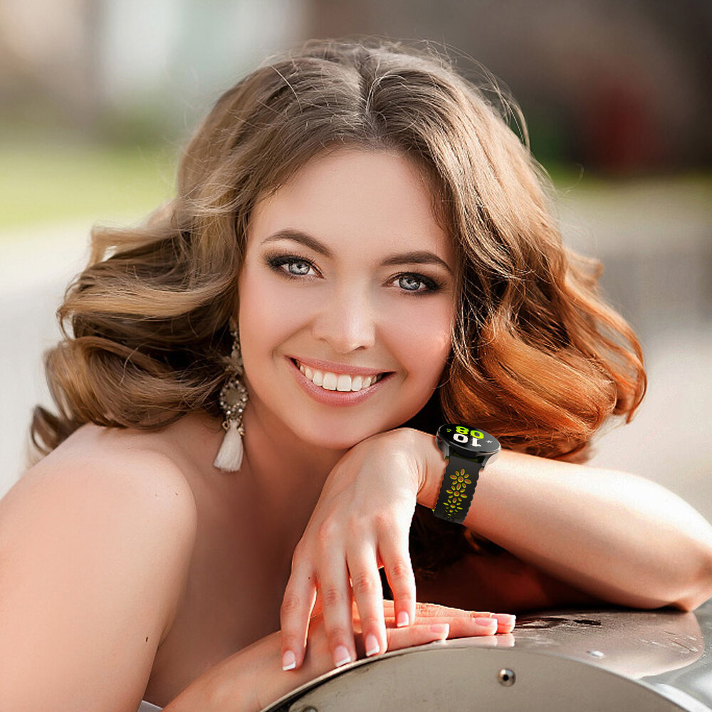 Strap-it Strap-it Bracelet silicone avec motif Xiaomi Amazfit GTS (noir/vert)