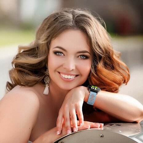 Strap-it Strap-it Bracelet silicone avec motif Samsung Galaxy Watch 4 Classic 42mm (bleu clair/blanc)