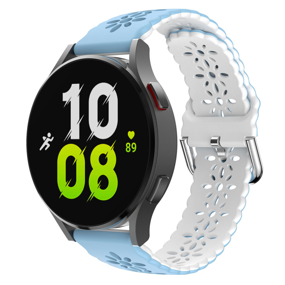 Strap-it Strap-it Bracelet silicone avec motif Samsung Galaxy Watch 5 44mm (bleu clair/blanc)