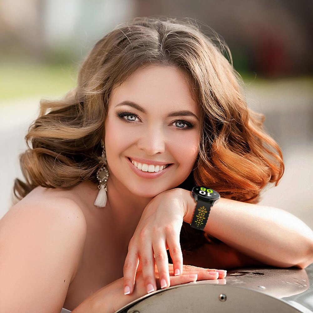 Strap-it Strap-it Bracelet silicone avec motif Huawei Watch GT 3 Pro 43mm (noir/vert)