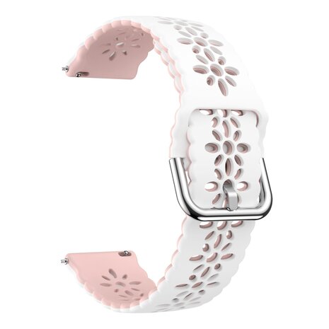 Strap-it Strap-it Bracelet silicone avec motif Samsung Galaxy Watch 3 41mm (blanc/rose)