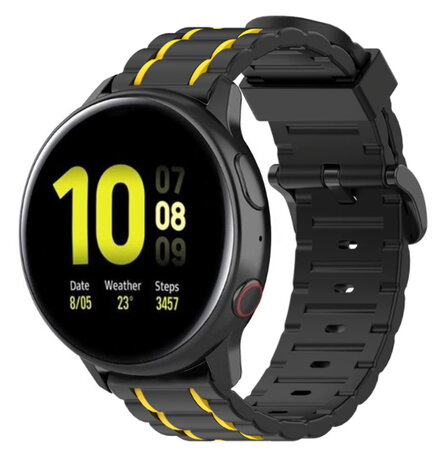 Strap-it Strap-it Bracelet sport á boucle Samsung Galaxy Watch Active (noir/jaune)