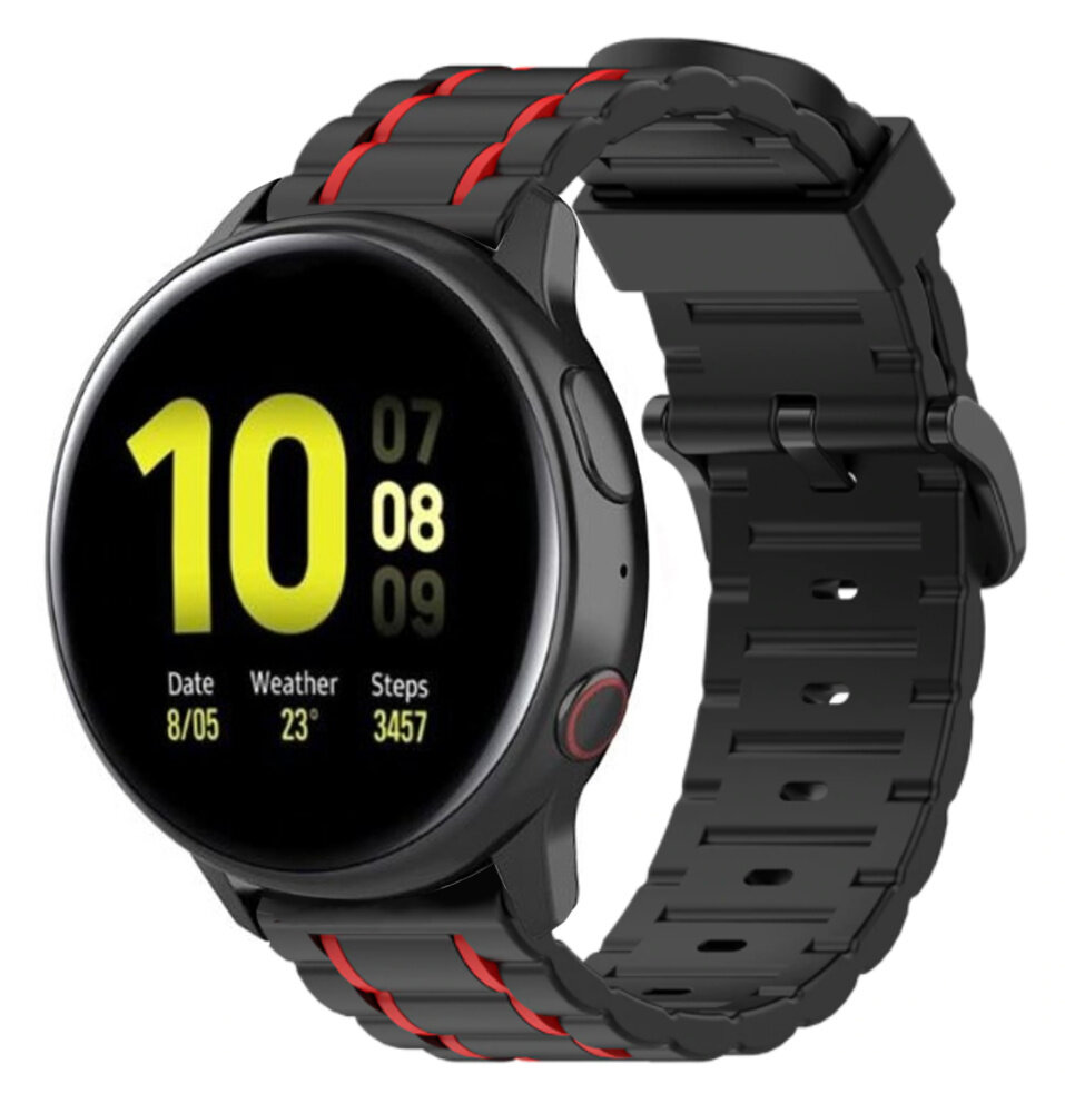 Strap-it Strap-it Bracelet sport á boucle Samsung Galaxy Watch Active (noir/rouge)