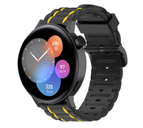 Strap-it Bracelet sport á boucle Huawei Watch GT 3 42mm (noir/jaune)